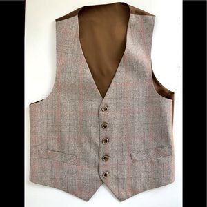 VTG 90s EXC brown Plaid lined vest M